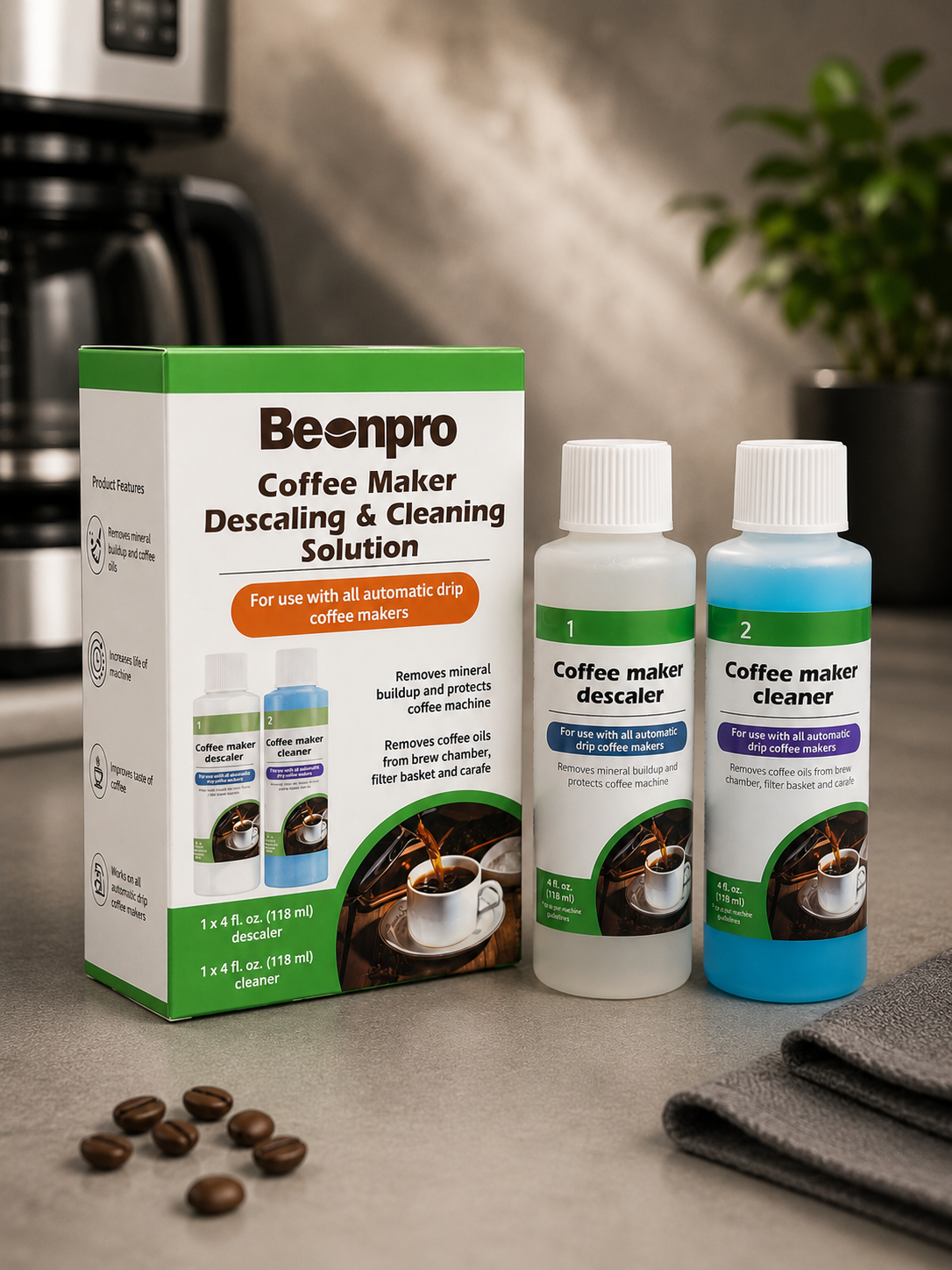 BeanPro Coffee Maker Descaling & Cleaning Solution Kit